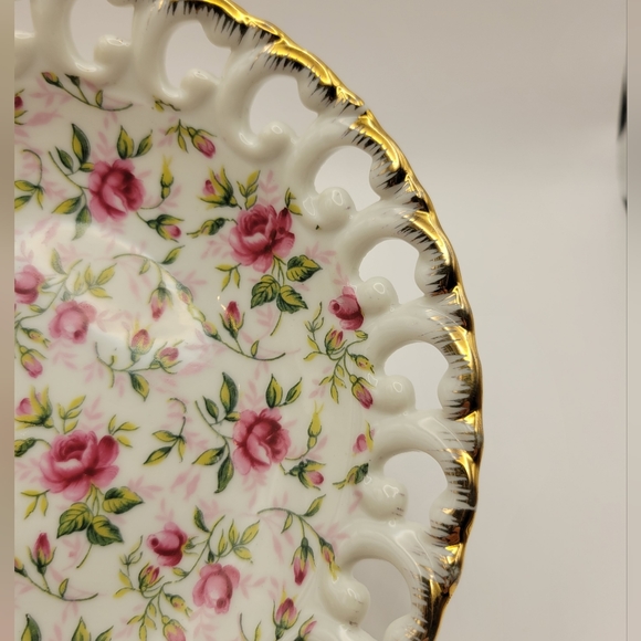 Vintage Lefton hand painted pink rose chintz #650 A. 2 available. - Picture 2 of 13